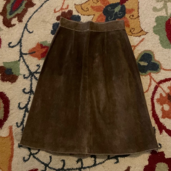 Darling, True Vintage 1970’s Genuine Leather snap button brown skirt - Picture 7 of 12